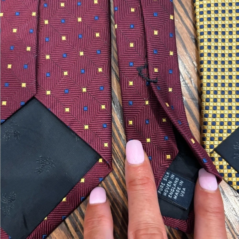 Brooks Brothers Makers 5 Geometric Men’s Neck Ties England Italian Silk